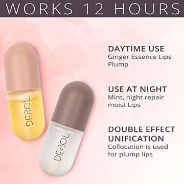 Lip Plumper Set, lip plumping lip, Lip Enhancer for Fuller Softer Lips, Natural Lip Plumper, Beautiful Fuller, Day & Night Care