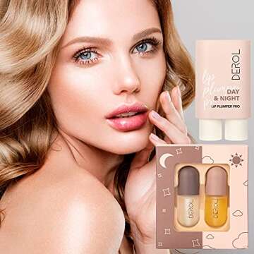Lip Plumper Set, lip plumping lip, Lip Enhancer for Fuller Softer Lips, Natural Lip Plumper, Beautiful Fuller, Day & Night Care