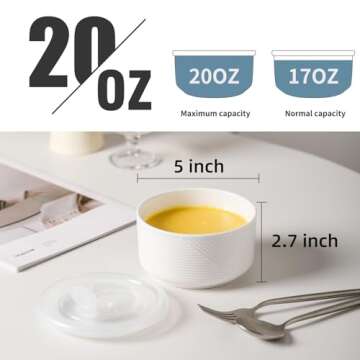 Adewnest Ceramic Bowls with Lids for Versatile Food Storage and Meal Prep