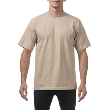 Pro Club Men's Heavyweight Cotton Short Sleeve Crew Neck T-Shirt, Khaki, Medium