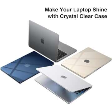 EooCoo Case Compatible with MacBook Air 15 inch 2025 2024 2023 Release M3 A3114 M2 A2941 Liquid Retina Display, Plastic Hard Shell Case + Keyboard Cover + Screen Protector, Crystal Clear