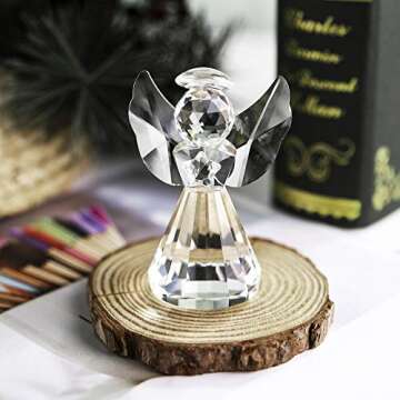 HDCRYSTALGIFTS 3inch Crystal Guardian Angel Figurine Paperweight Decor Glass Angel Statue Ornaments ...