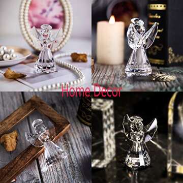 HDCRYSTALGIFTS 3inch Crystal Guardian Angel Figurine Paperweight Decor Glass Angel Statue Ornaments Art Collectible Gift for Women (Clear)