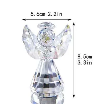 HDCRYSTALGIFTS 3inch Crystal Guardian Angel Figurine Paperweight Decor Glass Angel Statue Ornaments Art Collectible Gift for Women (Clear)