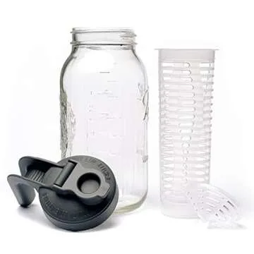 County Line Kitchen Glass Mason Jar Pitcher - Heavy Duty and Leak Proof, 64 oz, with Infuser