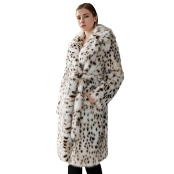 EDGBI Faux Fur Leopard Maxi Coat - Elegant Winter Wear with Belt for Women