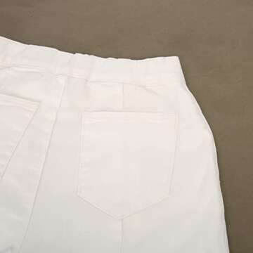 Belle Poque Women Denim Pants White Wide Leg Stretch High Waisted Dressy Pants Trousers with Pockets White Size 12 Size 14