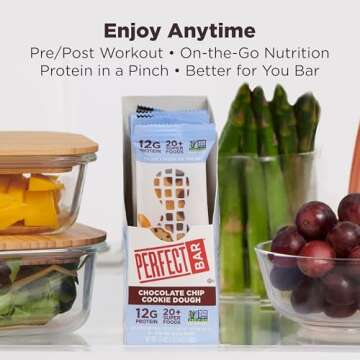 Perfect Bar, Chocolate Chip Cookie Dough Protein Bar, Gluten Free, Soy Free, Non GMO, No Sugar Alcohols, 2.2 Ounce Bar, 10 Count