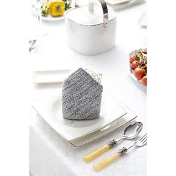 Smyrna Turkish Cotton Original Cloth Napkins Set of 6, 18 x 18 Inches, Decorative Boho Table Napkins for Dining Table Versatile Farmhouse Cloth Napkin for Dinner, Wedding and Parties, Gray