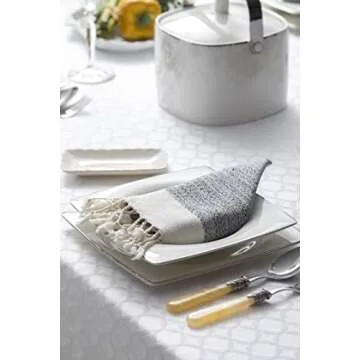 Smyrna Turkish Cotton Original Cloth Napkins Set of 6, 18 x 18 Inches, Decorative Boho Table Napkins for Dining Table Versatile Farmhouse Cloth Napkin for Dinner, Wedding and Parties, Gray