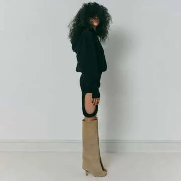 Stylish Yishaweiqi Camel Suede Knee High Boots for Women