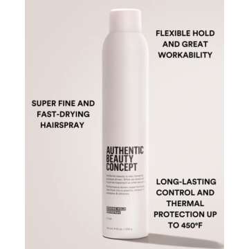 Authentic Beauty Concept Strong Hold Hairspray | Long-Lasting Control & Shiny Finish | Fast-Drying F...