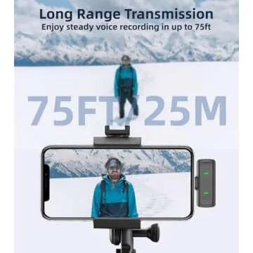 Wireless Lavalier Microphone for iPhone USB C Lav Mic for iPhone 15 16 Android Phone Microphone Video Recording TikTok Vlog Noise Canceling Clip On Microphones with Charging Case 35H Battery Life