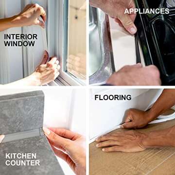 InstaTrim White New & Improved Caulk Trim, 3/4" by 10 ft, Flexible, Waterproof for Bathroom, Floors,...