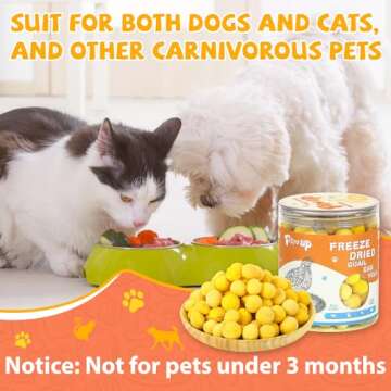 PAWUP Freeze Dried Quail Egg Yolk Pet Treats, Freeze-Dried Pet Food for Dogs, Cats, Pure Fresh Ingredient, 9.2 oz, Rawhide Free, Gluten&Grain Free