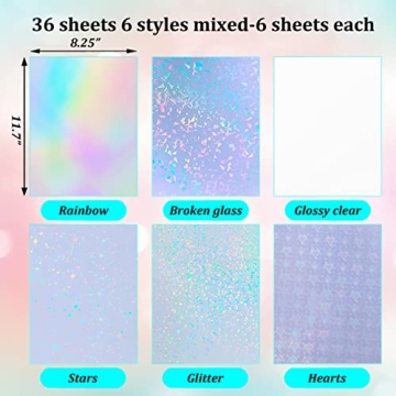 Versatile 36 Sheets Holographic Sticker Paper for Crafters