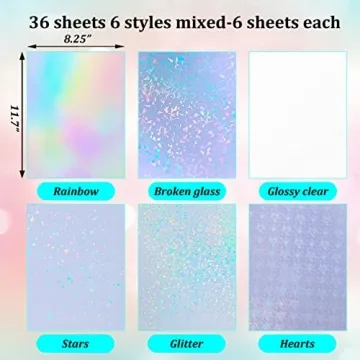 Versatile 36 Sheets Holographic Sticker Paper for Crafters