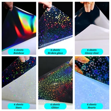 Versatile 36 Sheets Holographic Sticker Paper for Crafters