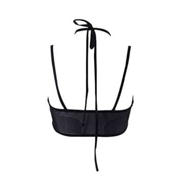 Women's Mesh Sexy Chain Crop Top Bra Backless Halter Crisscross Sleeveless See Through Vest T Shirt with O Ring