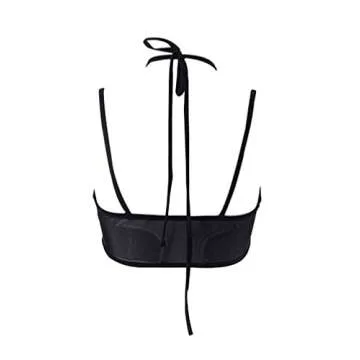 Women's Mesh Sexy Chain Crop Top Bra Backless Halter Crisscross Sleeveless See Through Vest T Shirt with O Ring