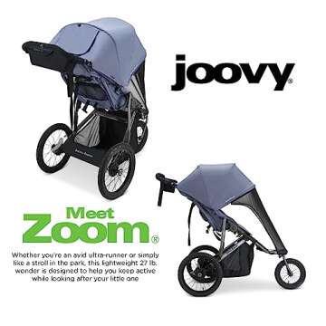Joovy Zoom Lightweight Jogging Stroller Featuring High Child Seat, Shock-Absorbing Suspension, Extra-Large Air-Filled Tires, Parent Organizer, One-Handed Fold, and Easy One-Hand Fold, Slate