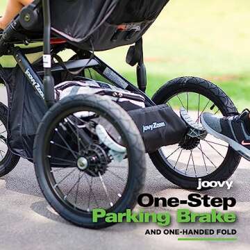 Joovy Zoom Lightweight Jogging Stroller Featuring High Child Seat, Shock-Absorbing Suspension, Extra-Large Air-Filled Tires, Parent Organizer, One-Handed Fold, and Easy One-Hand Fold, Slate