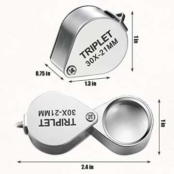 Frienda 3 Pieces Jewelers Eye Loupe Set 10X, 20X and 30X Pocket Jewelry Loupe, Jewelers Eye Magnifyi...