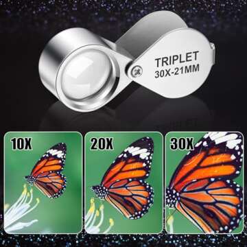 Frienda 3 Pieces Jewelers Eye Loupe Set 10X, 20X and 30X Pocket Jewelry Loupe, Jewelers Eye Magnifying Glass Magnifier for Jewelry Coins Gems Stamps Watches Supplies(Silver,Triplet Style)