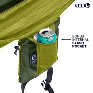 ENO DoubleNest Hammock - Lightweight, Portable, 1 to 2 Person Hammock - for Camping, Hiking, Backpacking, Travel, a Festival, or The Beach - Olive/Melon