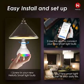 helloify BR30 Smart WiFi LED Light Bulbs, RGBCW Multi-Color Changing, Warm to Cool White Dimmable, Compatible with Alexa & Google Home (No Hub), 60W Equivalent E26, RGB+2700K-6500K, 2 Count