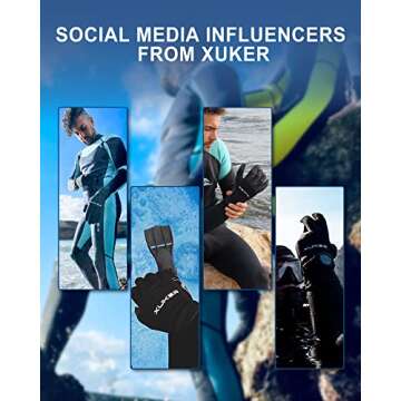 XUKER Water Gloves, 3mm & 5mm Neoprene Five Finger Warm Wetsuit Winter Gloves for Scuba Diving Snorkeling Paddling Surfing Kayaking Canoeing Spearfishing Skiing (3mm-Black, M)