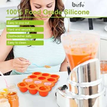 btrfe Baby Food Storage Container - 1.5oz x 12 Pods Silicone Freezer Tray with Lid for Homemade Baby...