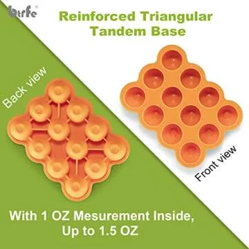 btrfe Baby Food Storage Container - 1.5oz x 12 Pods Silicone Freezer Tray with Lid for Homemade Baby Food, Fruit Purees, Vegetable & Breast Milk (Orange)