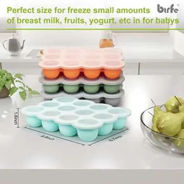btrfe Baby Food Storage Container - 1.5oz x 12 Pods Silicone Freezer Tray with Lid for Homemade Baby Food, Fruit Purees, Vegetable & Breast Milk (Orange)