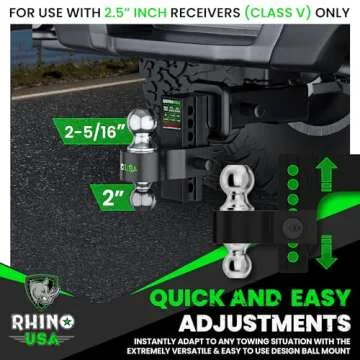 Heavy-Duty Rhino USA Adjustable Trailer Hitch for Towing