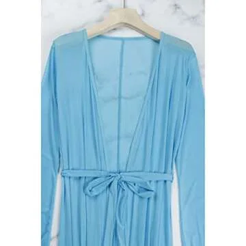 Women's Light Blue Sexy Long Sleeve Swimsuit Swim Bathing Beach Wear Cover Up Dress M