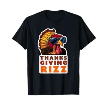 Funny Thanksgiving Rizz Cool Turkey Kid Skibidi Awesome Fun T-Shirt