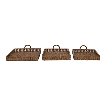 Creative Co-Op Set of 3 Decorative Water Hyacinth Trays