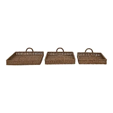 Creative Co-Op Set of 3 Decorative Water Hyacinth Trays