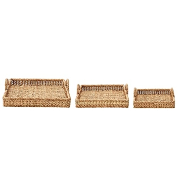 Creative Co-Op Set of 3 Decorative Water Hyacinth Trays
