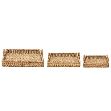 Creative Co-Op Set of 3 Decorative Water Hyacinth Trays