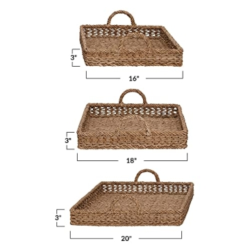 Creative Co-Op Set of 3 Decorative Water Hyacinth Trays