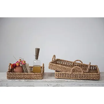 Creative Co-Op Set of 3 Decorative Water Hyacinth Trays