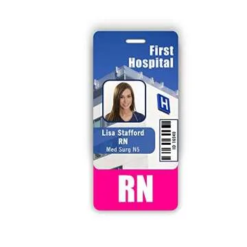 RN Nurse Badge Buddy w/Pink Border Vertical
