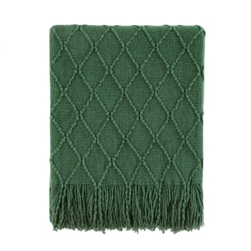 BOURINA Green Throw Blanket 50x60 Inches Soft Cozy Decorative Knit Sofa Blanket