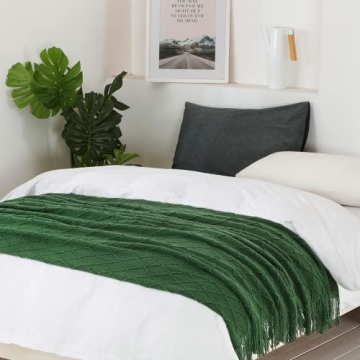 BOURINA Green Throw Blanket Soft Elegant Decorative Knit