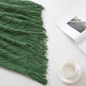 BOURINA Green Throw Blanket Soft Elegant Decorative Knit