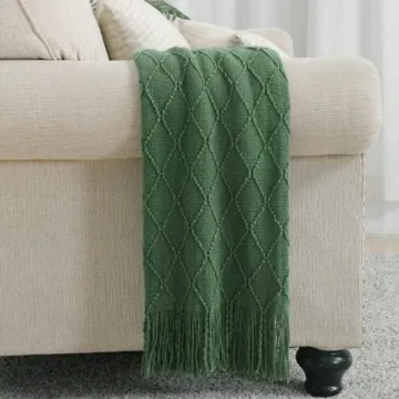 BOURINA Green Throw Blanket Soft Elegant Decorative Knit