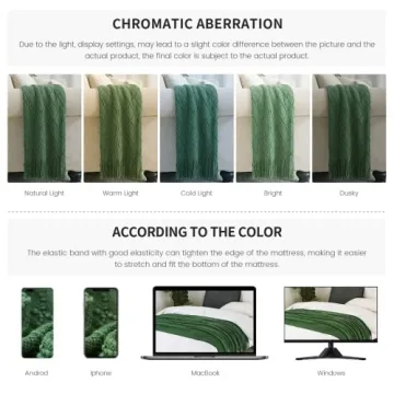 BOURINA Green Throw Blanket Soft Elegant Decorative Knit