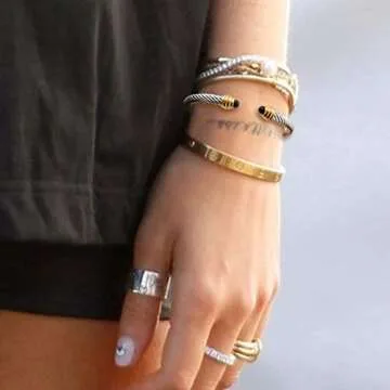 Dorriss Cable Bracelet for Women, Twisted Cable Wire Bangles Bracelets knockoff designer inspired Two Tone Women Jewelry